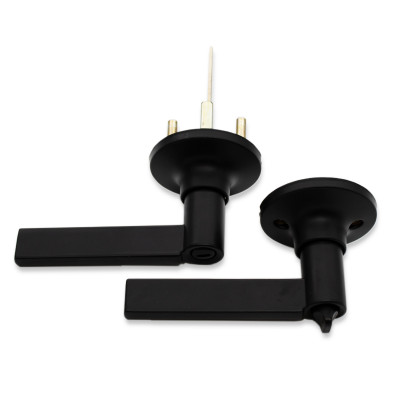 Straight Bar Privacy Door Handle with 25mm Tubular Latch - Matt Black
